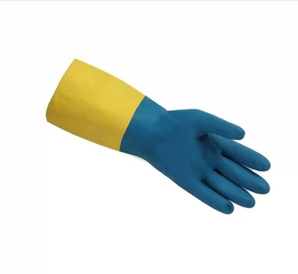 Le troupeau industriel bicolore a rayé la résistance chimique de gants du néoprène de gants de ménage