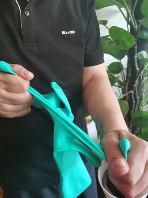 Points des doigts texturés Gants de nitrile verts Ouvrages industriels Gants de protection lourds Gants de sécurité résistants aux produits chimiques