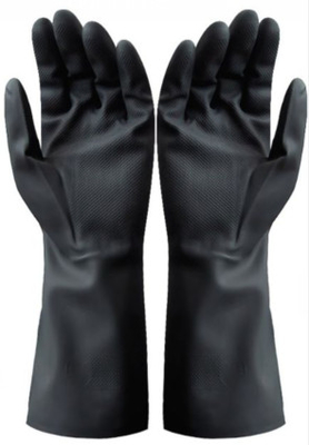 Gants en caoutchouc du néoprène noir chimique des gants 410mm du néoprène de résistance acide