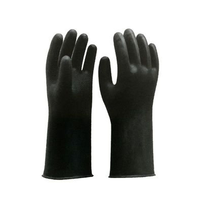 Gants en caoutchouc industriels noirs imperméables 32 cm Unflocked rayant le produit chimique résistant