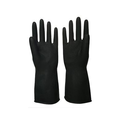 Gants en caoutchouc industriels noirs imperméables 32 cm Unflocked rayant le produit chimique résistant