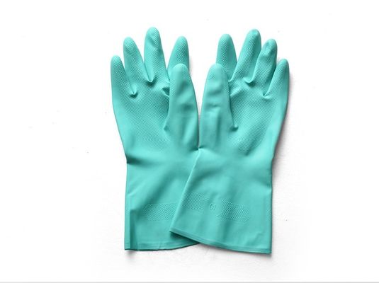 Gant à main en nitrile vert avec doublure non floquée, manchette sans perles, gants durables résistants aux produits chimiques, adaptés aux laboratoires médicaux industriels