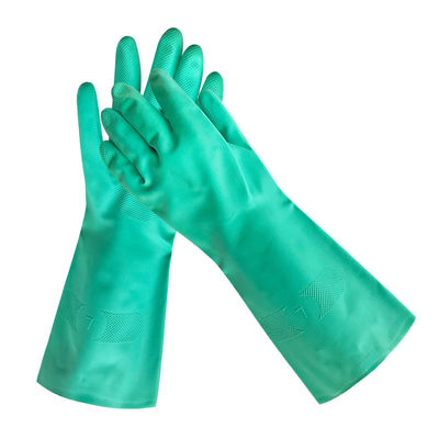 Points de doigts texturés en gants de nitrile vert certifiés CE conçus pour la protection dans les environnements industriels et de laboratoire médicaux