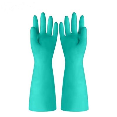 13 pouces de longueur Gants à main en nitrile vert avec boutons texturés