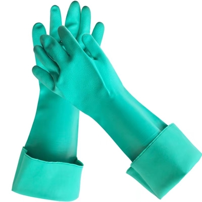 Gant chimique vert de nitriles 18 pouces de 22mil Unflocked de gant industriel de nitriles