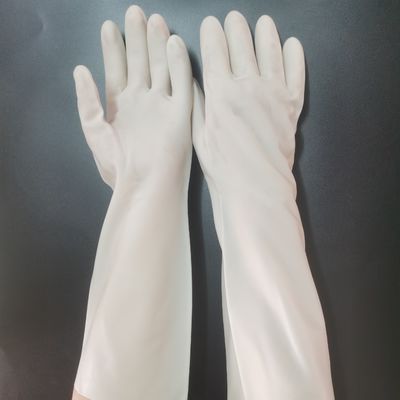 Ménage blanc Unflocked des gants 38cm de vaisselle de nitriles rayant la manchette extra-longue