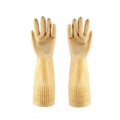 Gants extra-longs jaunes de latex de restaurant des gants 100G/Pair 38CM de latex de manchette