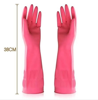 gants de nettoyage extra-longs de 100G/Pair 38CM assemblés rayant les gants extra-longs de plat