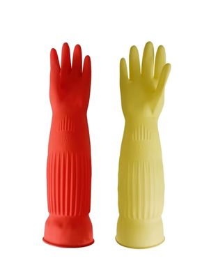 Gants de nettoyage extra longs en latex résistants aux produits chimiques, flexibles et réutilisables, adaptés à de multiples applications de nettoyage