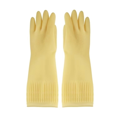 L'anti troupeau de fuite a rayé les gants extra-longs naturels de plat du latex 380mm de gants