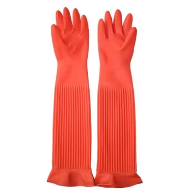 Gants extra-longs de latex de travail des gants 195G/Pair de ménage rayés par troupeau de 55CM