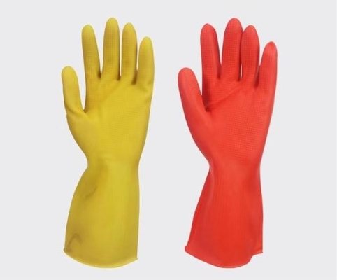 Gants libres de revêtement assemblés imperméables de latex de gant de ménage de latex de résistance dissolvante