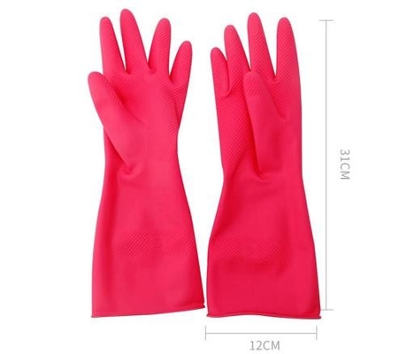 Gants chimiques de revêtement verrouillés d'intérieur de latex de 30cm de latex de gant rouge de ménage