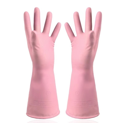 Le gant rouge de ménage de latex de Morande s'est assemblé rayant les gants résistants chimiques de latex de cuisine