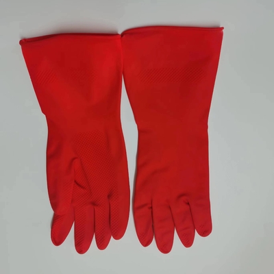 Les gants rouges de latex d'épaississement huilent la résistance Unflocked rayant les gants libres de vaisselle de latex