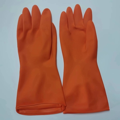 résistance chimique de latex de 30cm de gant industriel de ménage épaississant le gant orange de latex