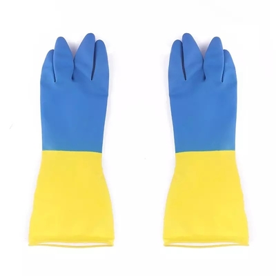 Les gants résistants chimiques bicolores de latex font du jardinage les gants chimiques de latex de lavage de plat
