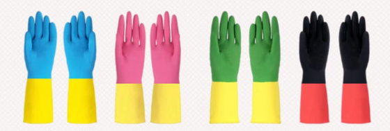Les gants résistants chimiques bicolores de latex font du jardinage les gants chimiques de latex de lavage de plat