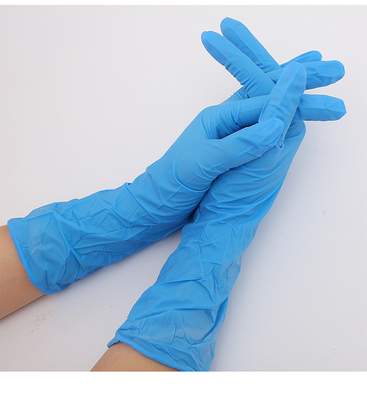 Pouces bleus d'examen médical du gant jetable 12 300MM de nitriles de Cleaninbg