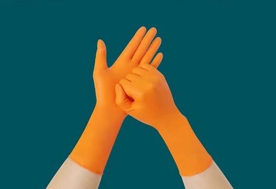 Nettoyage industriel jetable du gramme 30CM des gants 7g de nitriles oranges de ménage