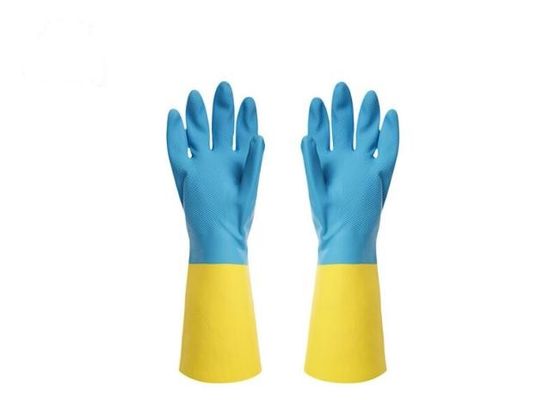 Le troupeau résistant à la chaleur de gants chimiques industriels bicolores du néoprène a rayé des gants de latex