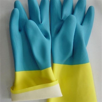 Cuisine nettoyant résistant chimique de longueur bicolore du gant industriel 33Cm du néoprène