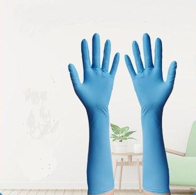 Longueur jetable de manchette de ménage de nitriles des gants prolongés 400mm d'examen
