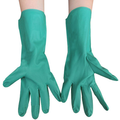 Gants à base de nitrile vert 15 Mil Manche à perles Textured Points des doigts ambidextres pour usage industriel domestique