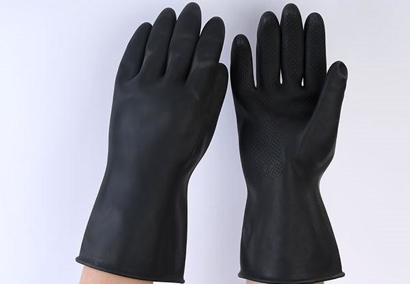 gants de nettoyage industriels Unflocked de 31Cm rayant les gants en caoutchouc noirs résistants