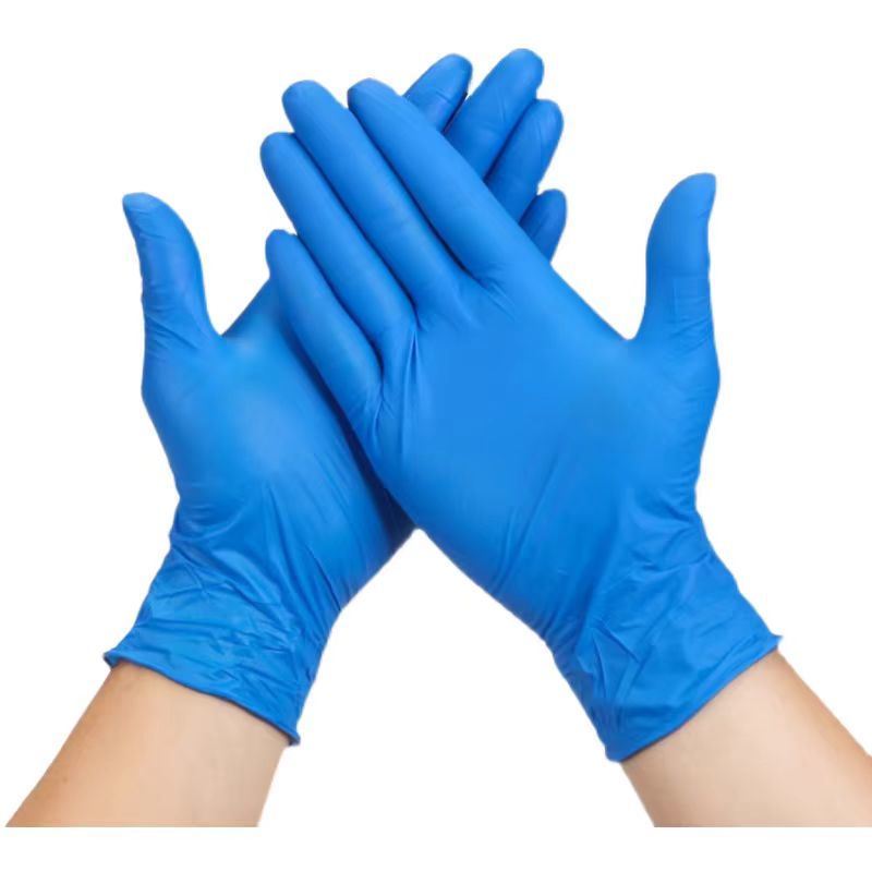 Gants de vinyle jetables bleus de 9 pouces de longueur Gants de vinyle clairs sans poudre