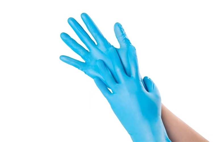 Gants en vinyle bleu pour les travailleurs de l'alimentation, conçus pour protéger les mains lors de la préparation et de la manipulation des aliments dans le cadre professionnel